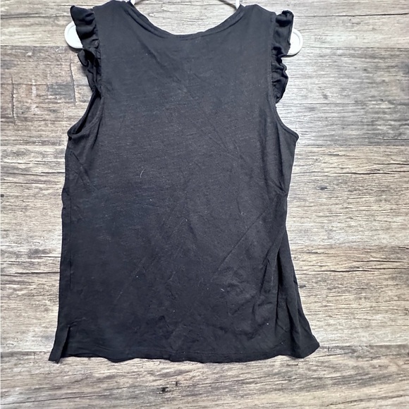 Nine West Black Flutter Sleeve Ruffled Tank Top - Picture 3 of 6